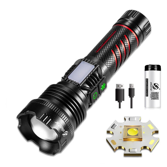 High Power 30W LED Tactical Flashlight 1500m with-2800mah-battery by HitMyNeed