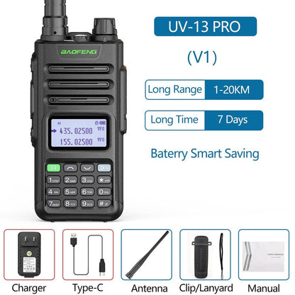 High Power Dual Band 10W Long Range Walkie Talkie v1-black by HitMyNeed