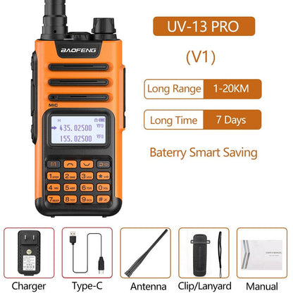 High Power Dual Band 10W Long Range Walkie Talkie v1-orange by HitMyNeed