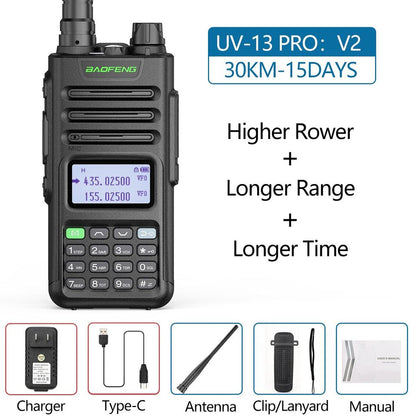 High Power Dual Band 10W Long Range Walkie Talkie v2-black by HitMyNeed