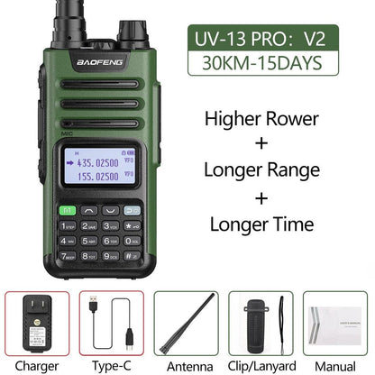 High Power Dual Band 10W Long Range Walkie Talkie v2-green by HitMyNeed