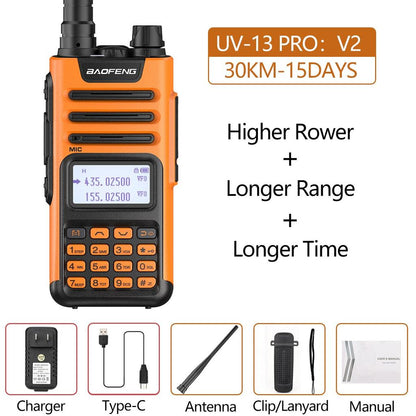 High Power Dual Band 10W Long Range Walkie Talkie v2-orange by HitMyNeed
