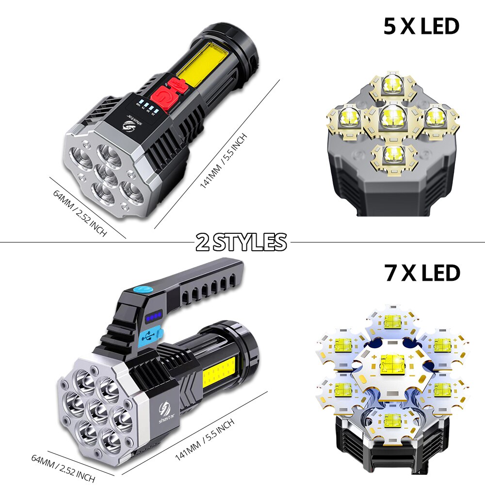 High Power Rechargeable 7-LED Camping Flashlight by HitMyNeed