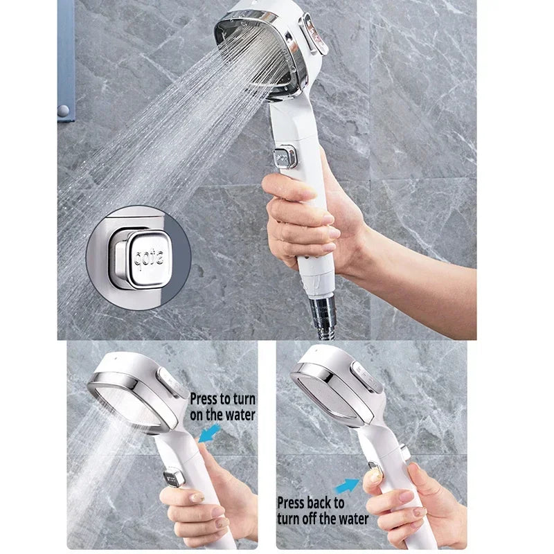 High Pressure 3-Mode Water-Saving Shower Head Set by HitMyNeed
