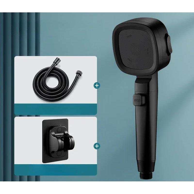 High Pressure 3-Mode Water-Saving Shower Head Set black-3pcs-set by HitMyNeed