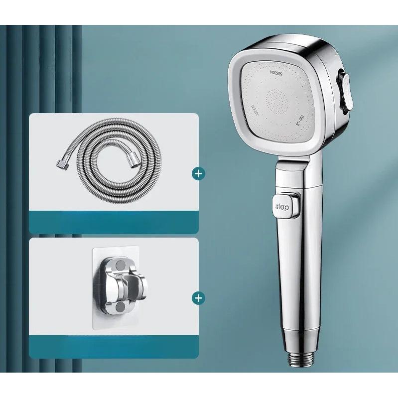 High Pressure 3-Mode Water-Saving Shower Head Set silver-3pcs-set by HitMyNeed