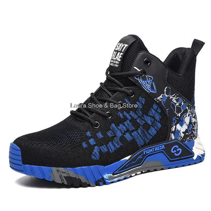 High Top Steel Toe Safety Work Boots Unisex ys862blue 46.0 by HitMyNeed