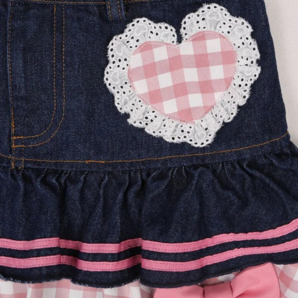 High Waist Lace Denim Skater Mini Skirt by HitMyNeed