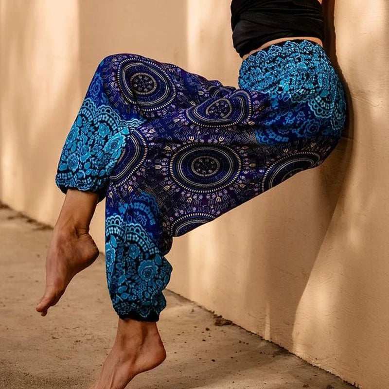 High Waisted Women's Boho Pants with Pocket by HitMyNeed