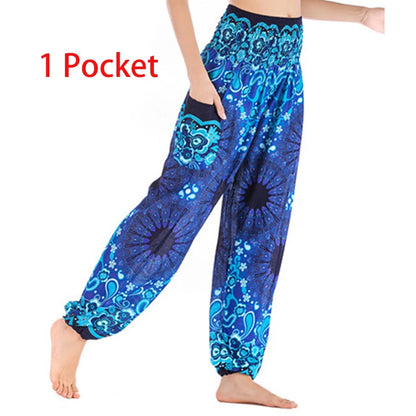 High Waisted Women's Boho Pants with Pocket by HitMyNeed