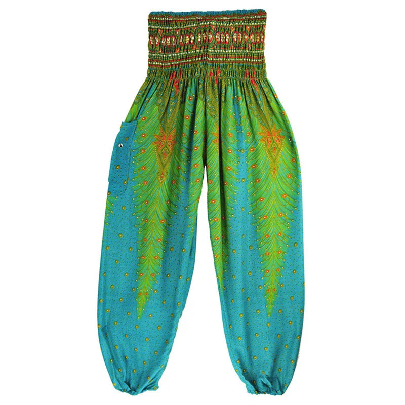 High Waisted Women's Boho Pants with Pocket h00103 by HitMyNeed