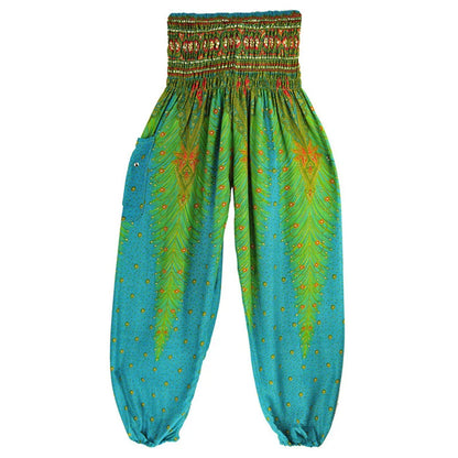 High Waisted Women's Boho Pants with Pocket h00103 by HitMyNeed