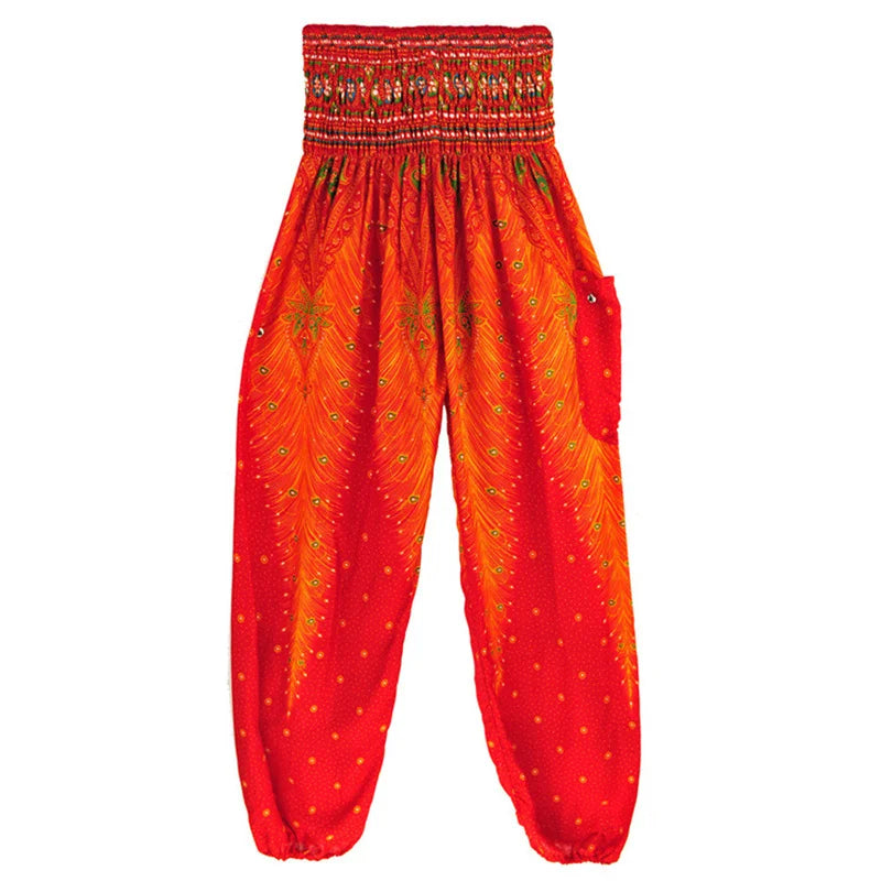 High Waisted Women's Boho Pants with Pocket h00105 by HitMyNeed