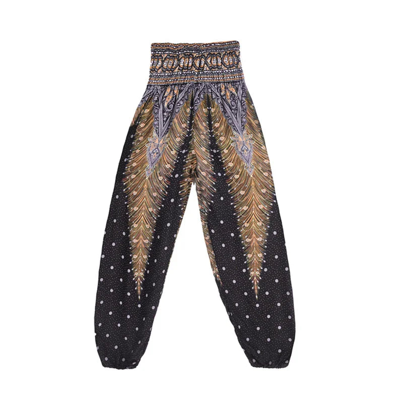 High Waisted Women's Boho Pants with Pocket h00106 by HitMyNeed