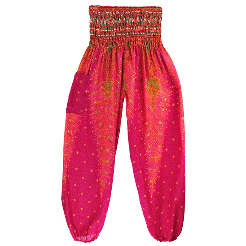 High Waisted Women's Boho Pants with Pocket h00110 by HitMyNeed