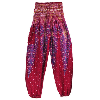 High Waisted Women's Boho Pants with Pocket h00112 by HitMyNeed