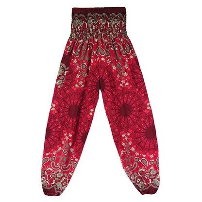 High Waisted Women's Boho Pants with Pocket h00304 by HitMyNeed