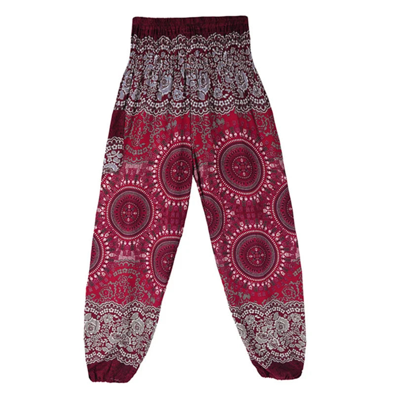 High Waisted Women's Boho Pants with Pocket h00401 by HitMyNeed