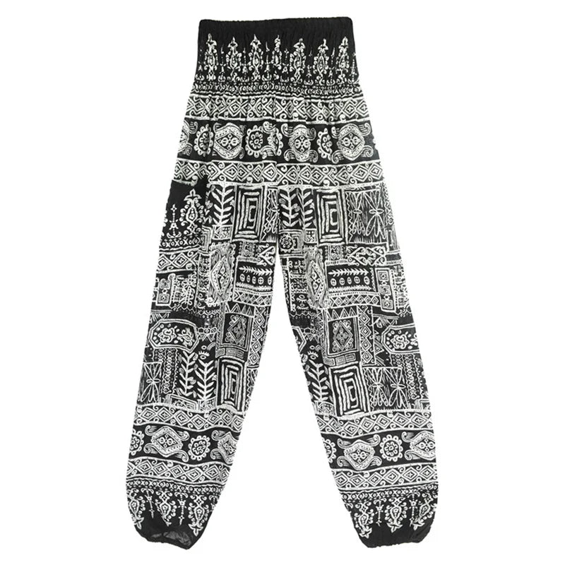 High Waisted Women's Boho Pants with Pocket h00501 by HitMyNeed