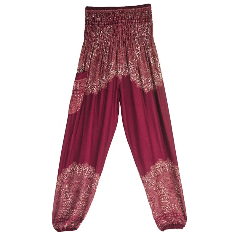 High Waisted Women's Boho Pants with Pocket h00802 by HitMyNeed