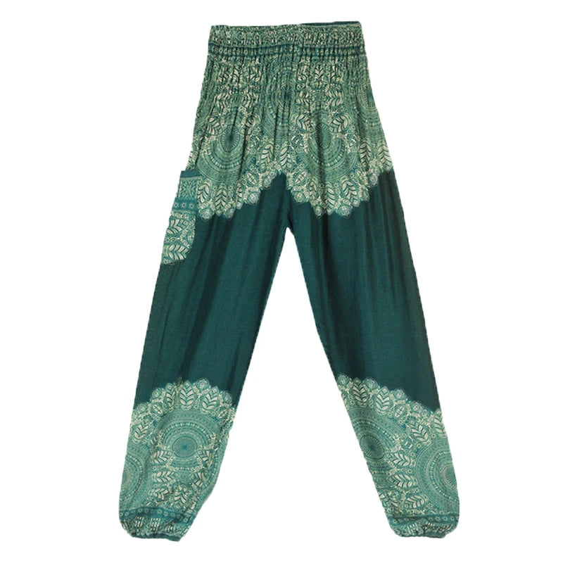 High Waisted Women's Boho Pants with Pocket h00803 by HitMyNeed