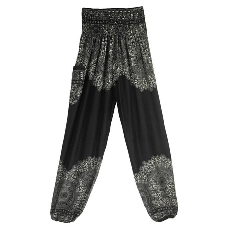 High Waisted Women's Boho Pants with Pocket h00804 by HitMyNeed