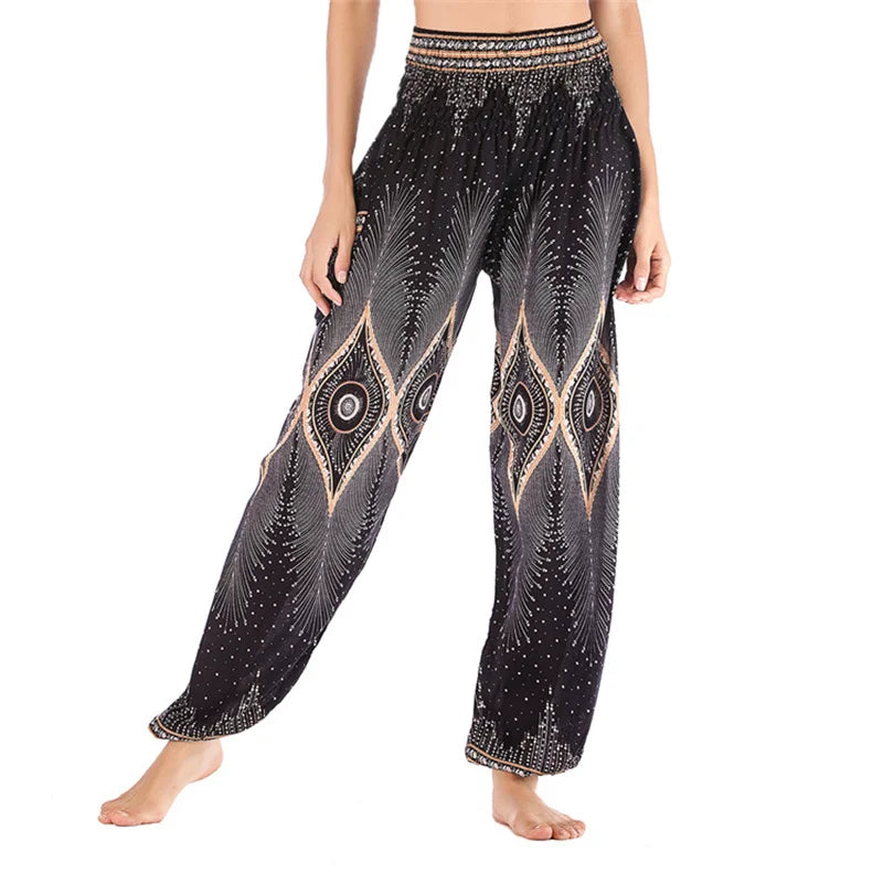 High Waisted Women's Boho Pants with Pocket h00901 by HitMyNeed