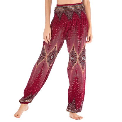 High Waisted Women's Boho Pants with Pocket h00903 by HitMyNeed