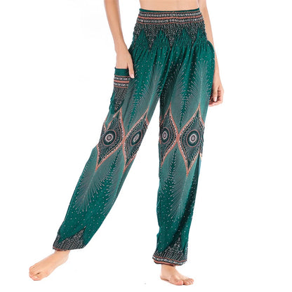 High Waisted Women's Boho Pants with Pocket h00905 by HitMyNeed