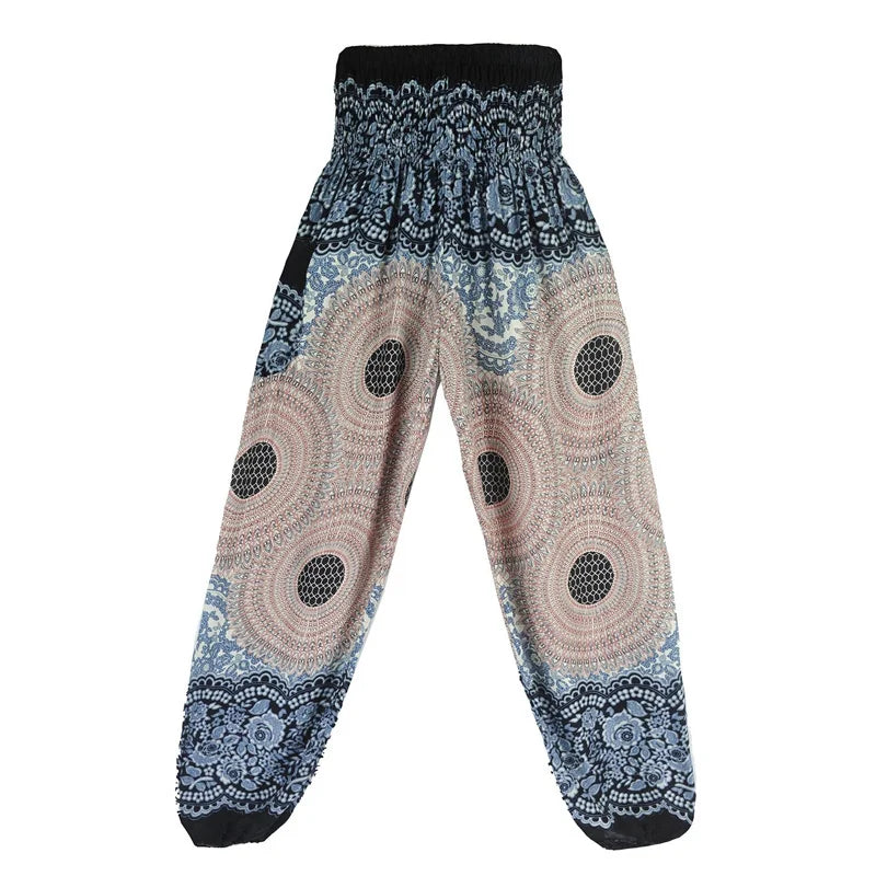 High Waisted Women's Boho Pants with Pocket h01001 by HitMyNeed