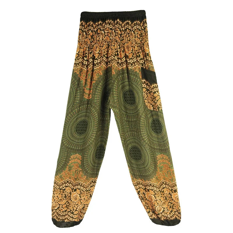 High Waisted Women's Boho Pants with Pocket h01004 by HitMyNeed
