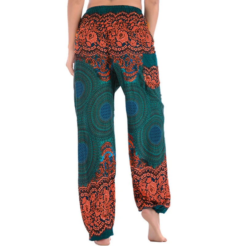 High Waisted Women's Boho Pants with Pocket h01005 by HitMyNeed