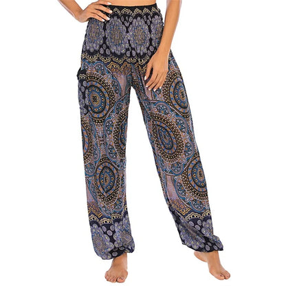 High Waisted Women's Boho Pants with Pocket h01904 by HitMyNeed
