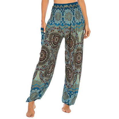 High Waisted Women's Boho Pants with Pocket h01905 by HitMyNeed