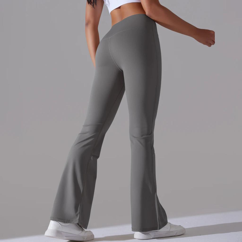 High Waisted Women's Flare Leggings for Everyday Wear grey s by HitMyNeed