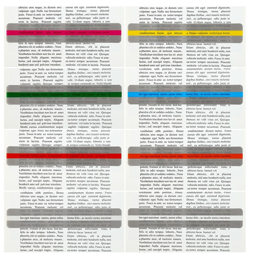 Highlighter Reading Guide Strips, 8-Color Set by HitMyNeed