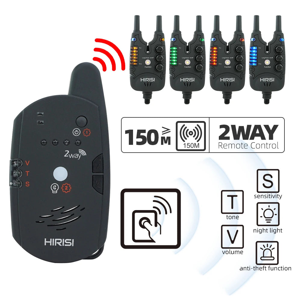 Hirisi S8 Carp Wireless Bite Alarm Set with Remote by HitMyNeed