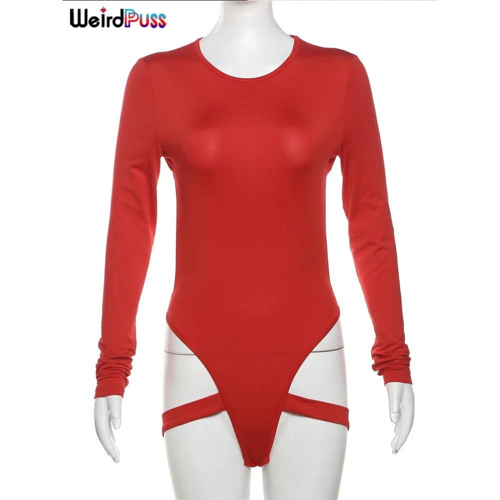Hollow Backless Long-Sleeve Bodysuit for Women by HitMyNeed