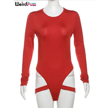 Hollow Backless Long-Sleeve Bodysuit for Women by HitMyNeed