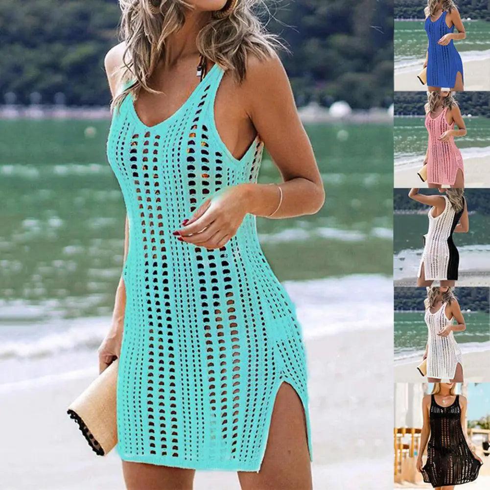 Hollow Out V-Neck Sleeveless Beach Cover Up Dress by HitMyNeed
