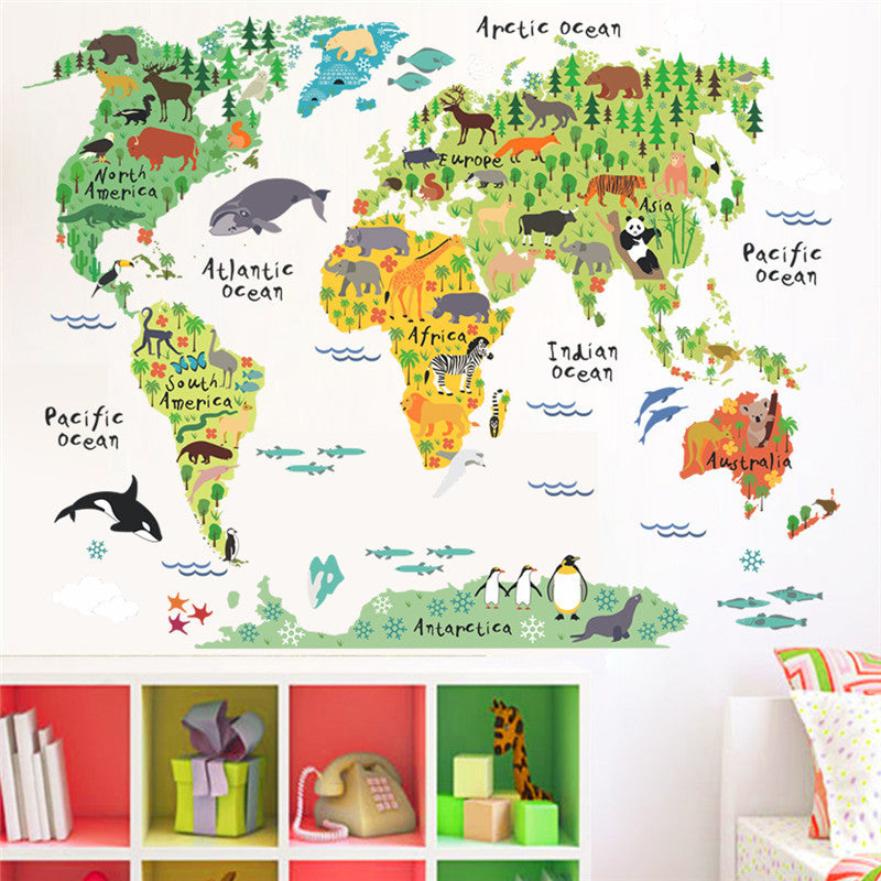 Home World Map Wall Sticker for Bedroom or Office by HitMyNeed