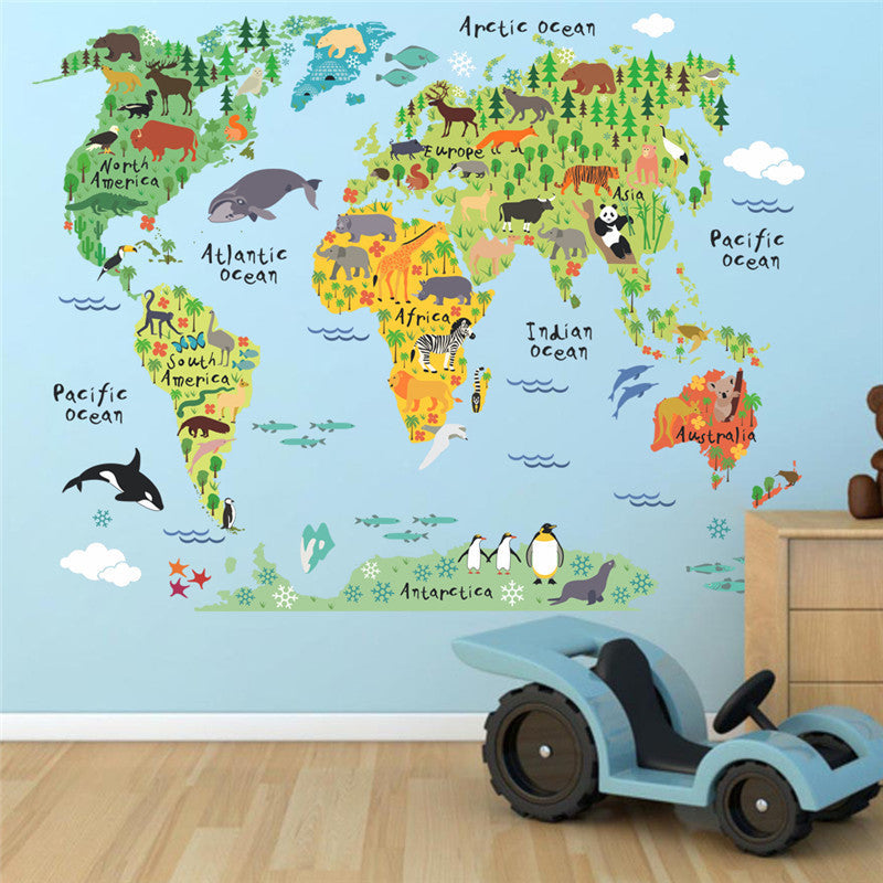 Home World Map Wall Sticker for Bedroom or Office by HitMyNeed