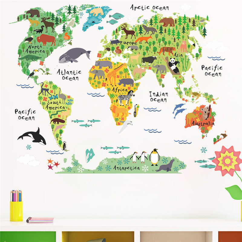Home World Map Wall Sticker for Bedroom or Office by HitMyNeed
