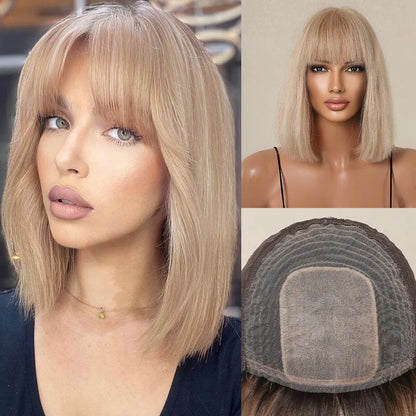 Honey Blonde 10" Straight Bob Wig with Bangs by HitMyNeed