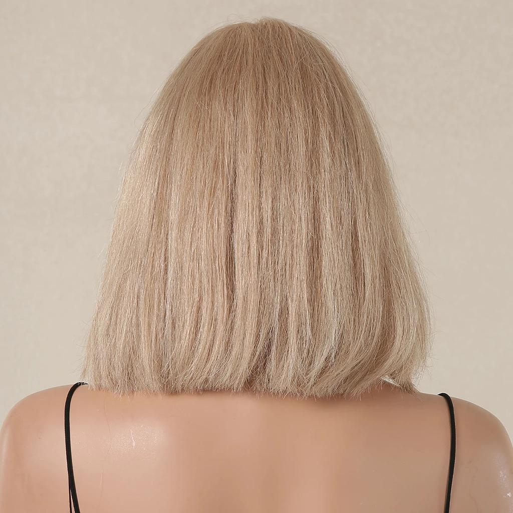 Honey Blonde 10" Straight Bob Wig with Bangs by HitMyNeed