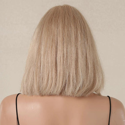 Honey Blonde 10" Straight Bob Wig with Bangs by HitMyNeed
