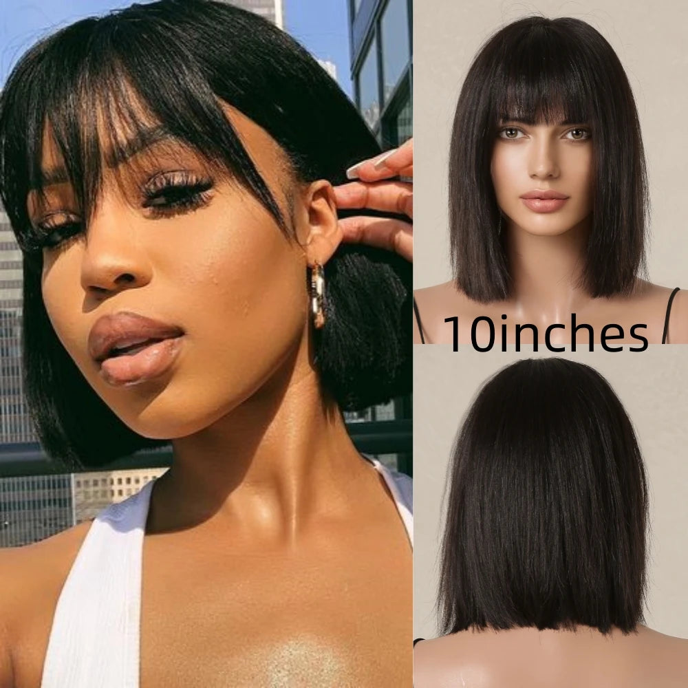 Honey Blonde 10" Straight Bob Wig with Bangs hr056-10 by HitMyNeed
