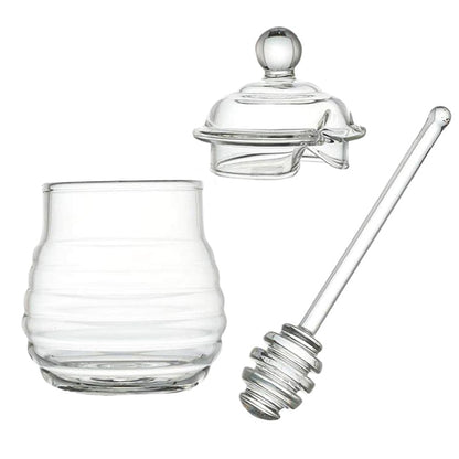 Honey Glass Jar with Matching Glass Dipper by HitMyNeed