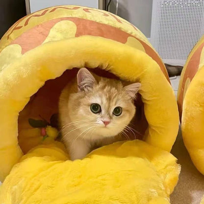 Honey Pot Cat Cave Bed - Cozy Enclosed Cat House by HitMyNeed