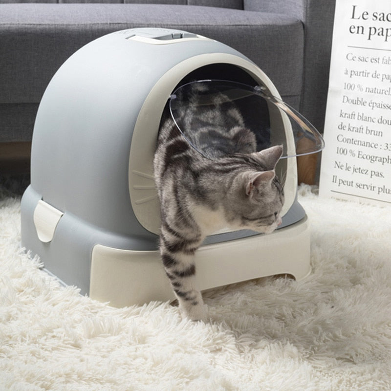Hooded Enclosed Cat Litter Box with Door & Tray by HitMyNeed